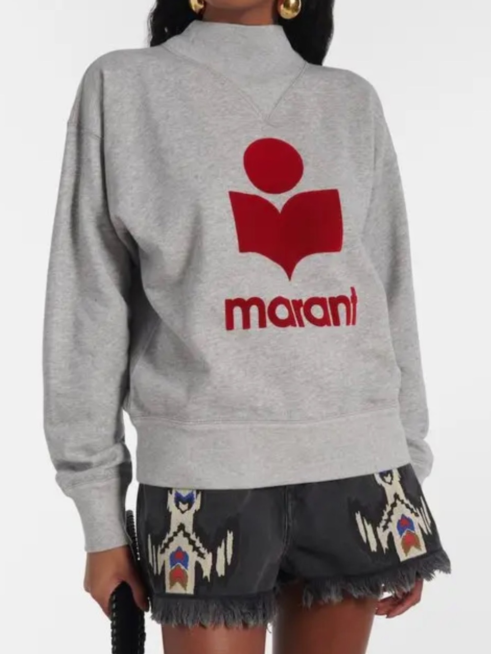 Isabel Marant Gray Logo Sweatshirt - Red Graphic NWT Size 40